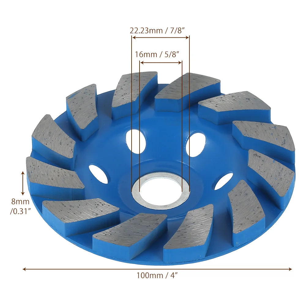 2PCS 4 Inch Diamond Grinding Wheel Disc HHS Segment Grinding Machine Concrete Granite Stone Ceramic Cutting Grinder Power Tool Zpaxo Blue 1pc 4 inches 1 Pc