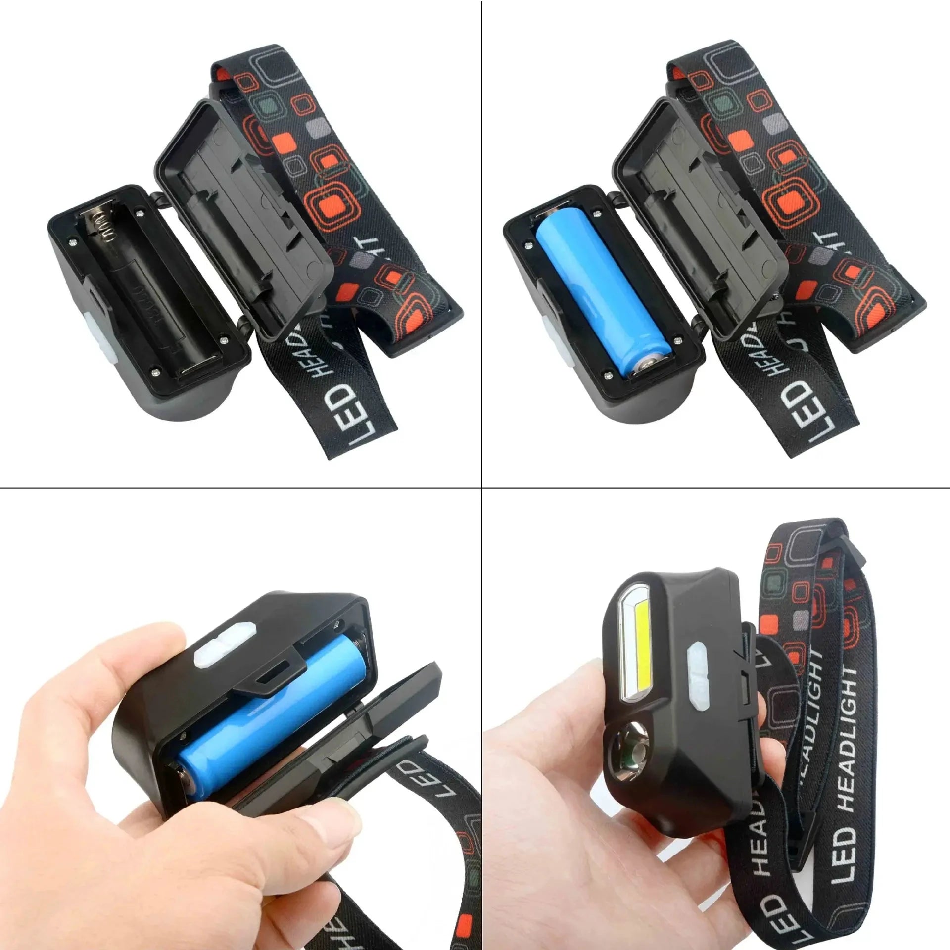 XPE+COB LED Headlamp USB Rechargeable 18650 – 6 Modes