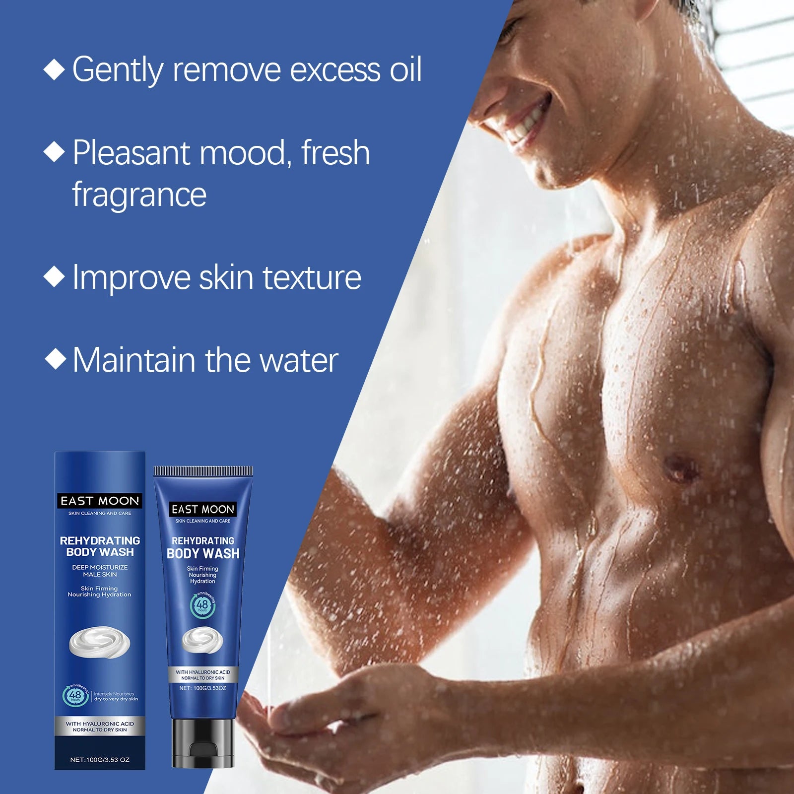 Hyaluronic Men Shower Gel Long Lasting Fragrance Improve Brighten Deep Moisturize Refresh Skin Help Exfoliator Body Wash Lotion Zpaxo