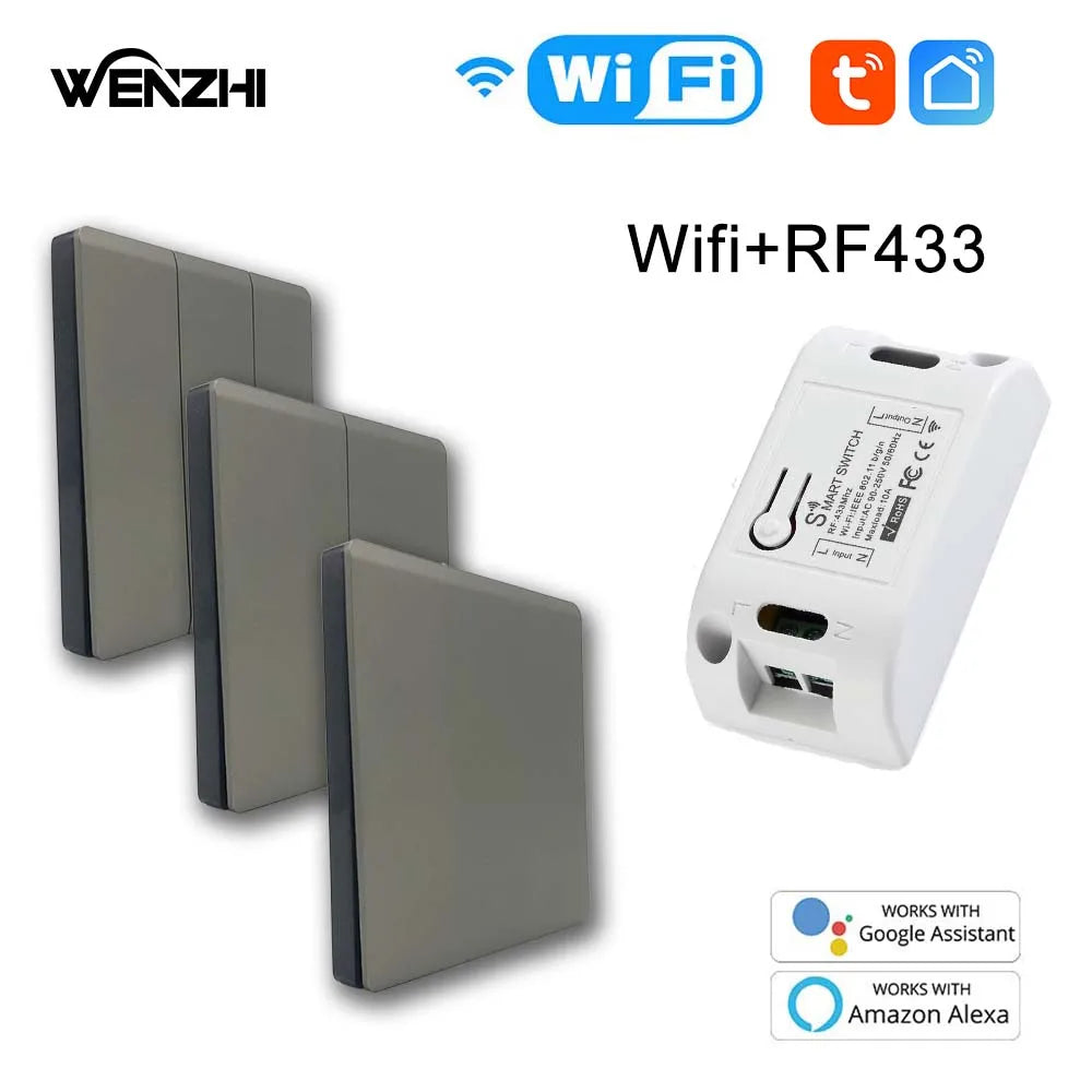 Wifi RF 433 Mhz DIY Light Switch Module Receiver Relay 86 Portable Wireless Remote Control Tuya Smart Life Alexa Google Home Zpaxo