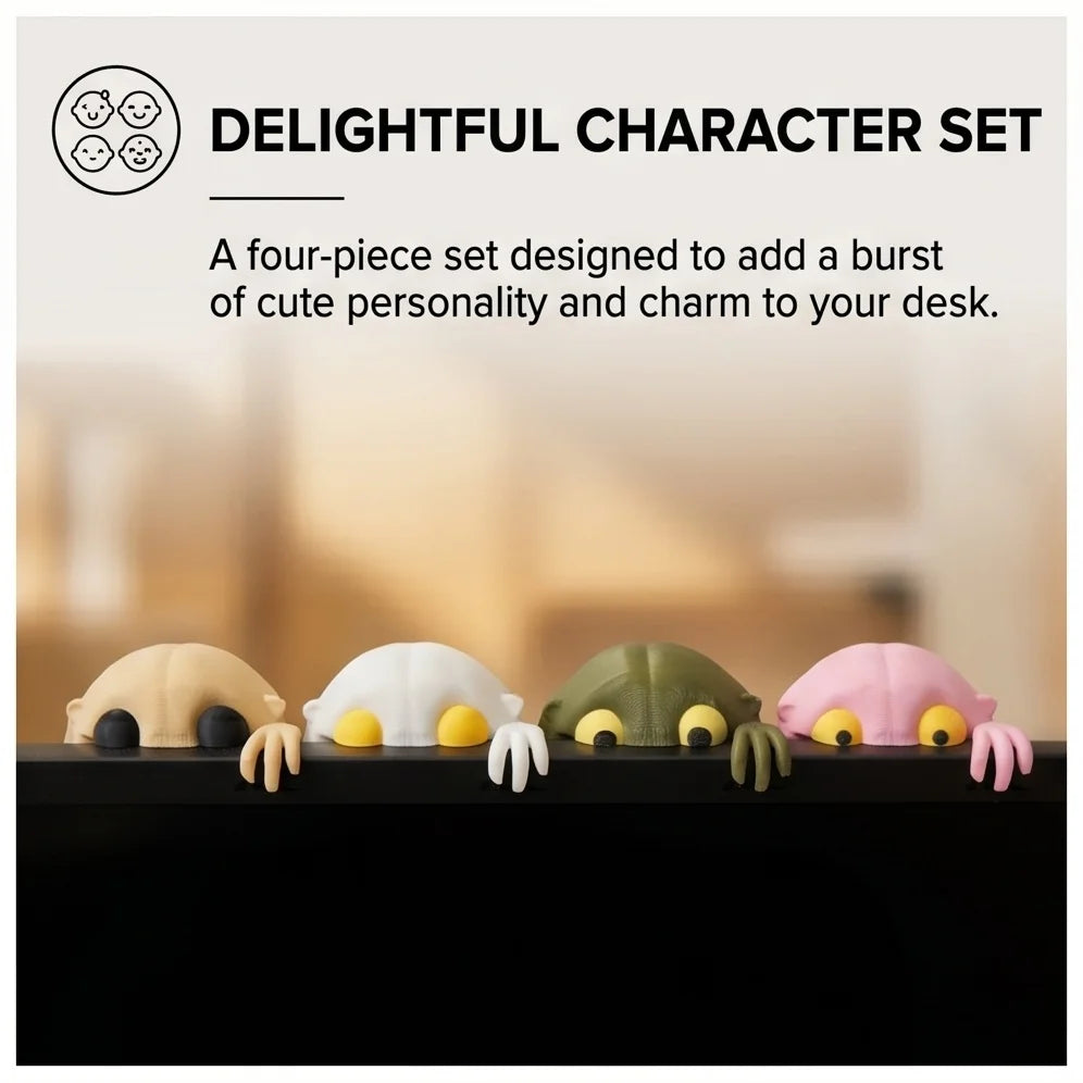 Cute Monitor Companion Figurines 4-Piece Desk Decor Adorable