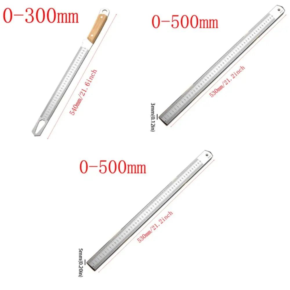 5mm Thick Steel Measuring Ruler Not Slip Handle 0300mm 0500mm Metal Straight Ruler Non Slip Grip Dual-scale Ruler Zpaxo
