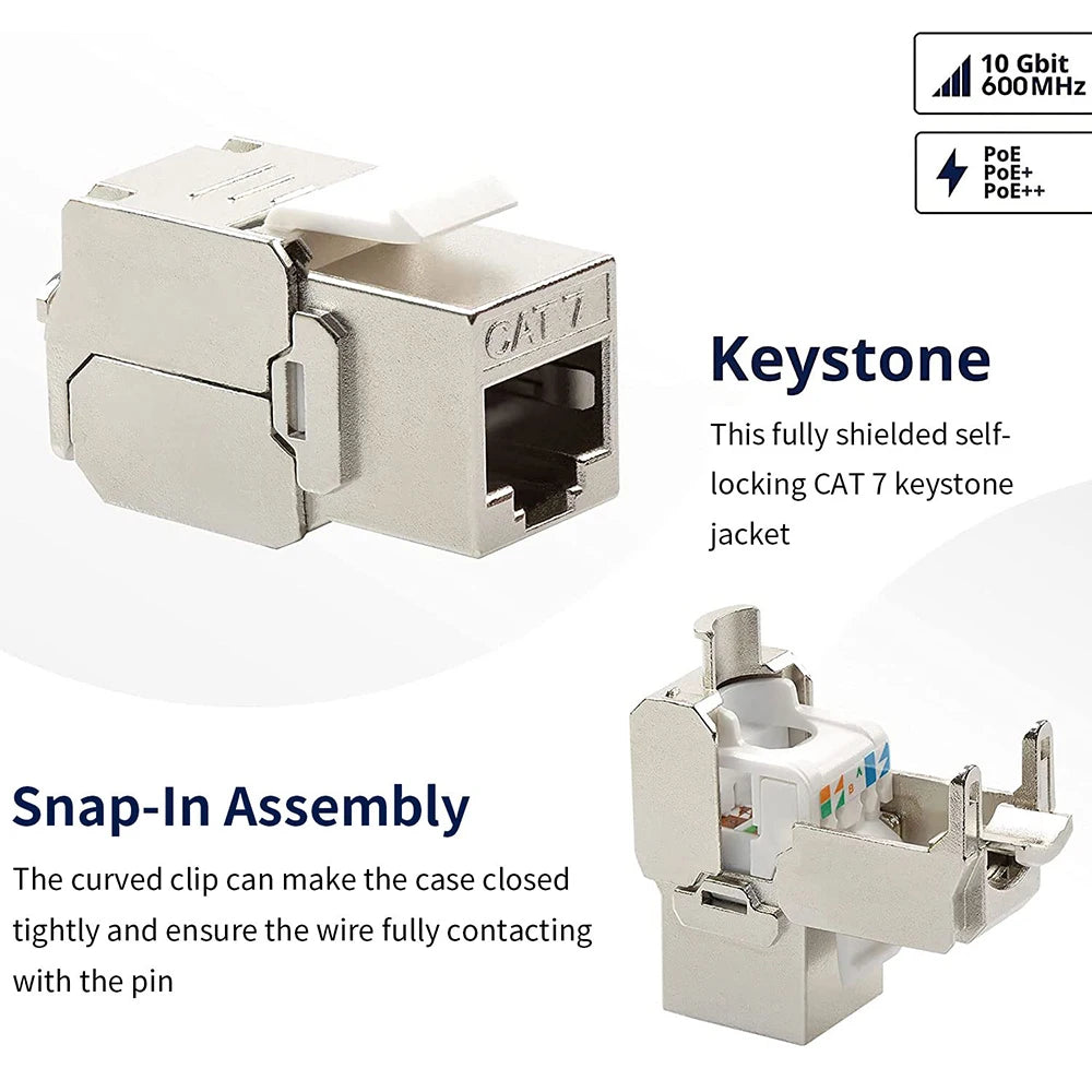 Cat7 CAT6A STP Shielded RJ45 Keystone Jack Zinc Alloy Adapter RJ45 Keystone Jack Zpaxo