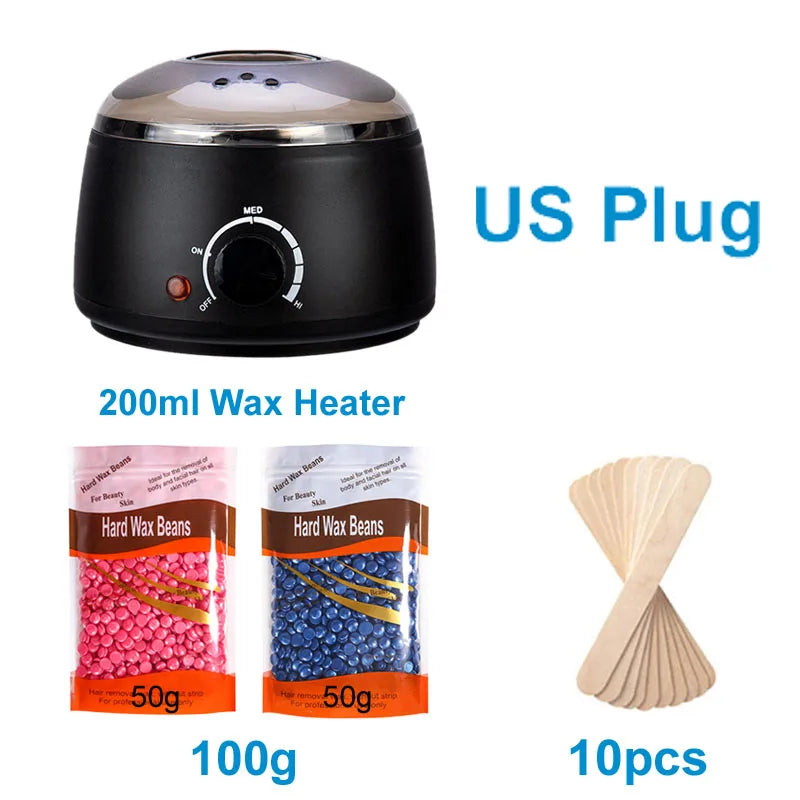 Portable Hair Removal Wax Melting Machine Kit & Wax Beans Wax Hair Removal Kit Zpaxo 035-B-US-100g