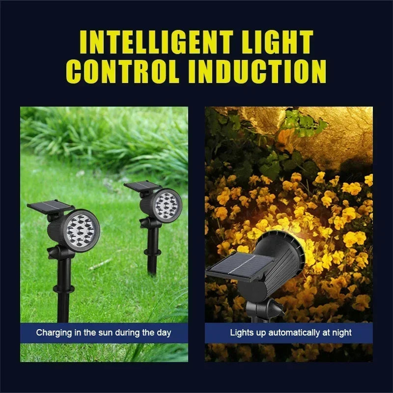 1 2 Solar Powered 9LED Lamp Adjustable Spotlight In-ground IP65 Zpaxo