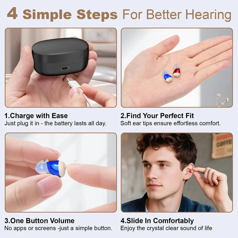Hearing Amplifiers Earbuds Noise Reduction Rechargeable Digital Sound