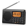 AM/FM/SW Shortwave Radio Handheld Battery Operated Stereo Radio Receiver Alarm Clock Retractable Antenna 3-Band Radio Walking Zpaxo Black