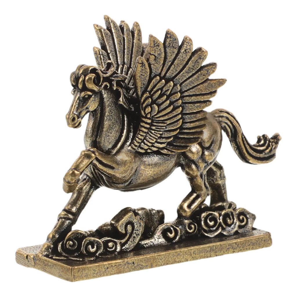Brass Horse Sculpture Classic Running Winged Statue Chinese Zodiac