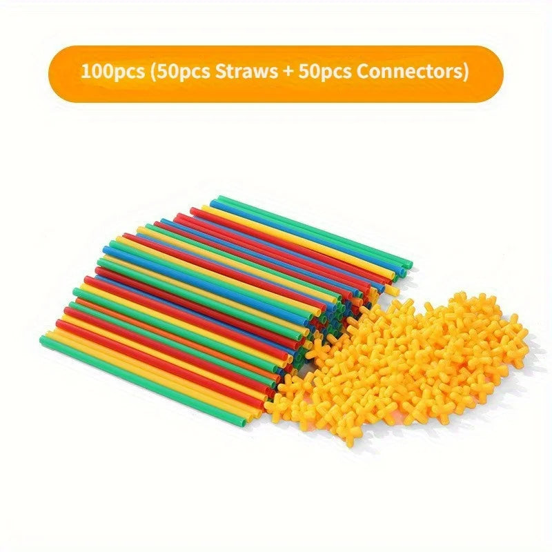 Straw Builder Toys Construction Interlocking Plastic Engineering Fine