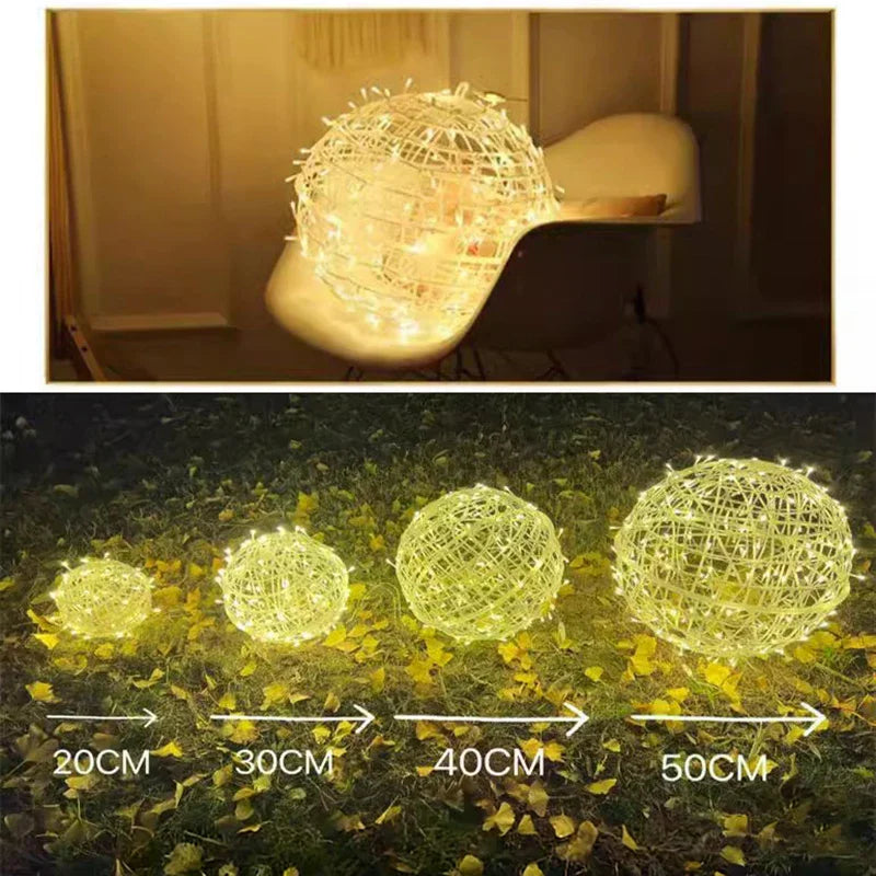 Year Hanging Light LED Multiple Colors Rattan Ball Fairy String Zpaxo