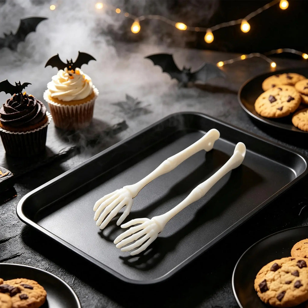 Halloween Salad Tongs Heat-resistant Non-slip Washable Skull Arms
