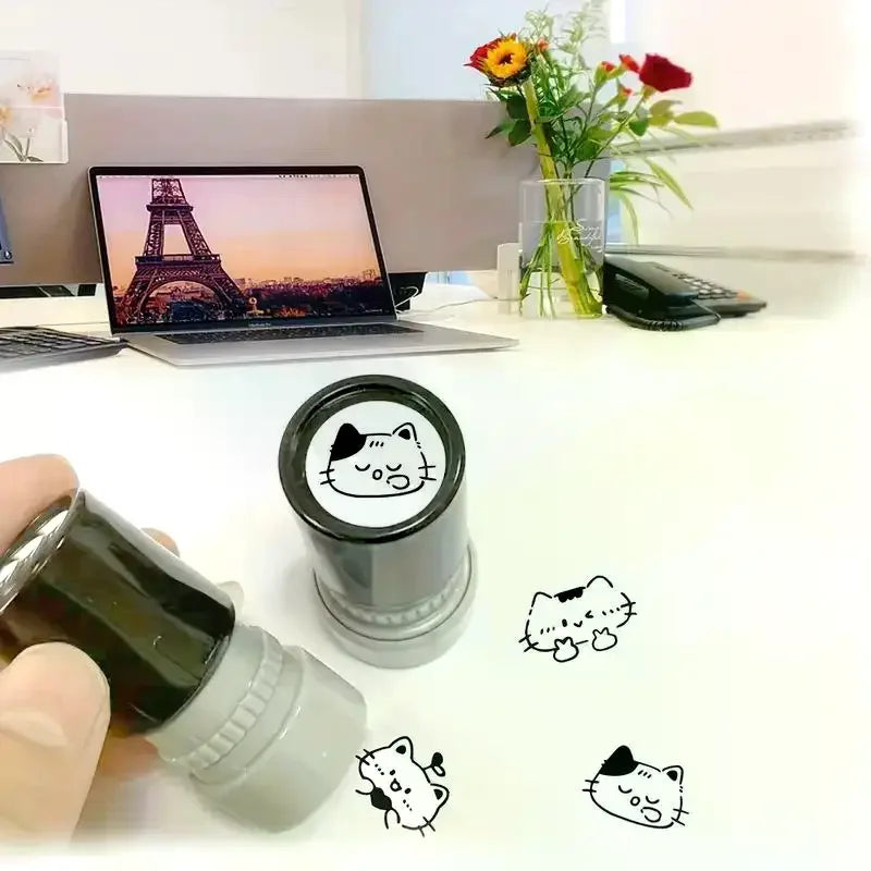 Cute Cartoon Black Kitten Stamp Lovely Shape Journal Stamps DIY Zpaxo