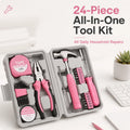 24pc Pink Tool Kit for Women Household Hand Tools Set with Portable Carrying Case Small Compact DIY Repair Toolbox for Home Gift Zpaxo As shown