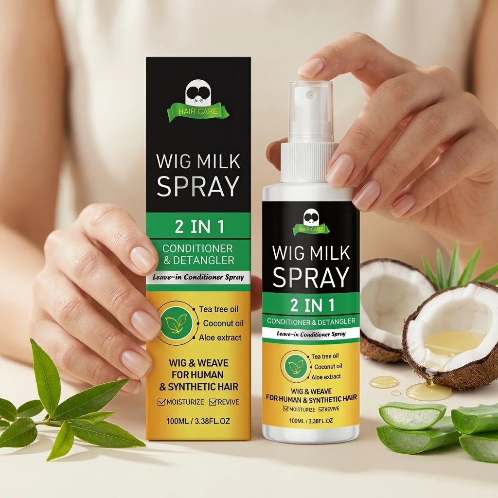 2-in-1 Wig Milk Spray Anti-Frizz Leave-In Conditioner 100ml Wig Conditioner Spray Zpaxo