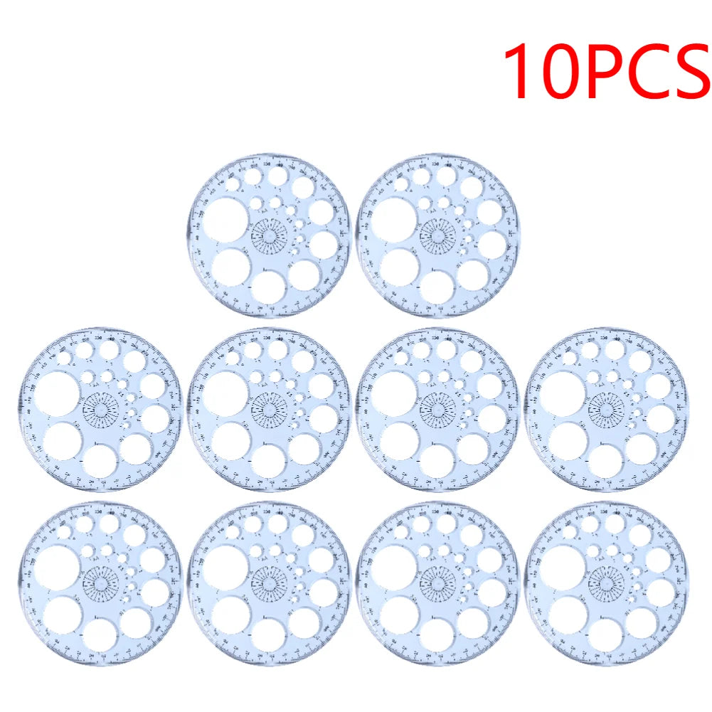 Multifunction Geometric Template Plastic Measuring Ruler Circles Zpaxo 10pcs