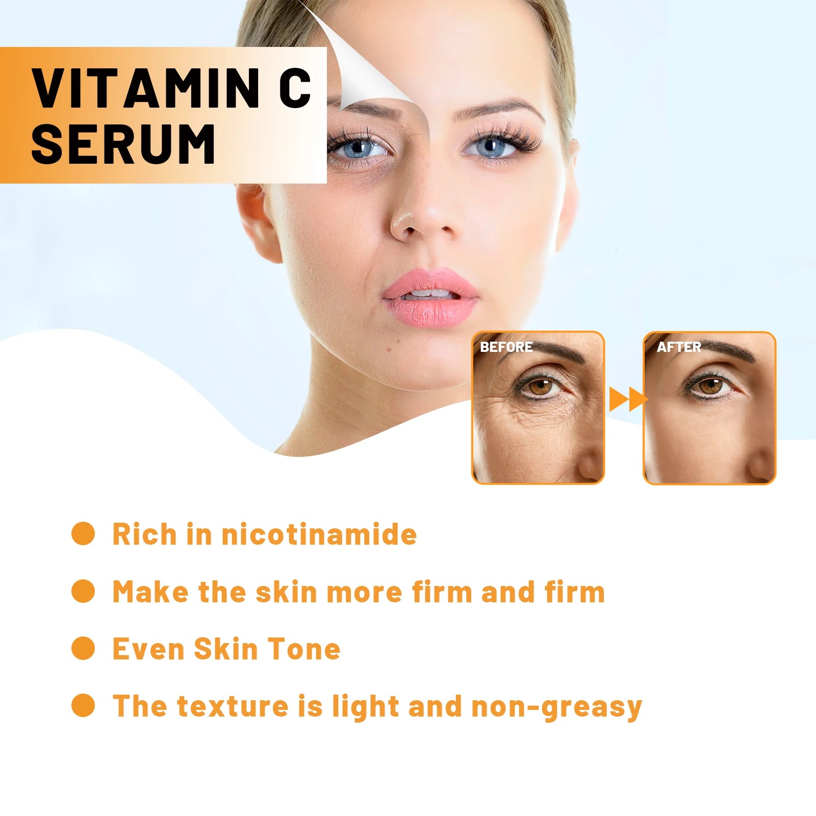 Anti Aging Facial Serum Vitamin C Reduce Fine Lines Forehead Wrinkles Zpaxo