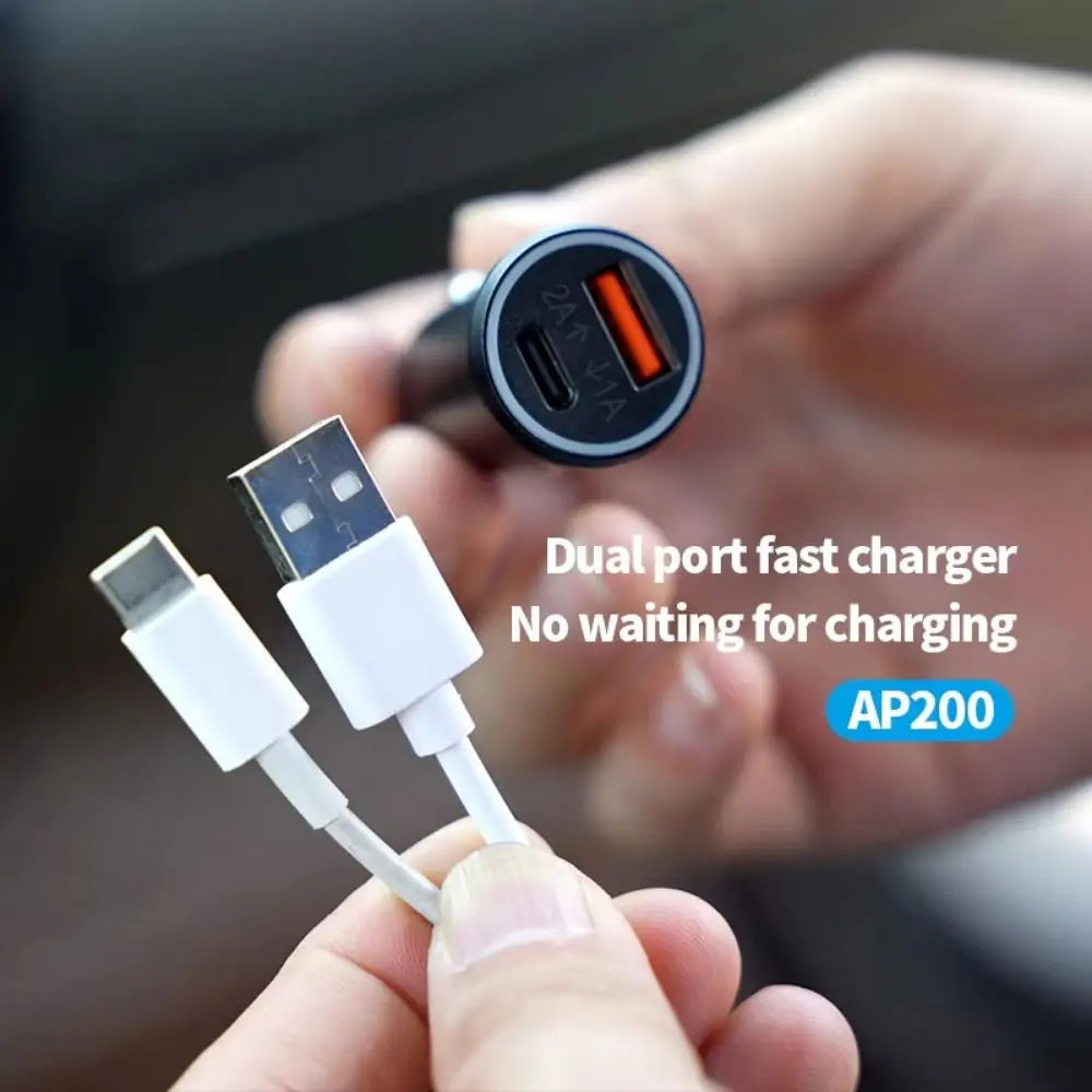 2 in 1 Dual Port Car Charger USB Type-C Adapter Fast Charging GPS Car Locator Tracker Plug and Play Real Time Tracking Zpaxo