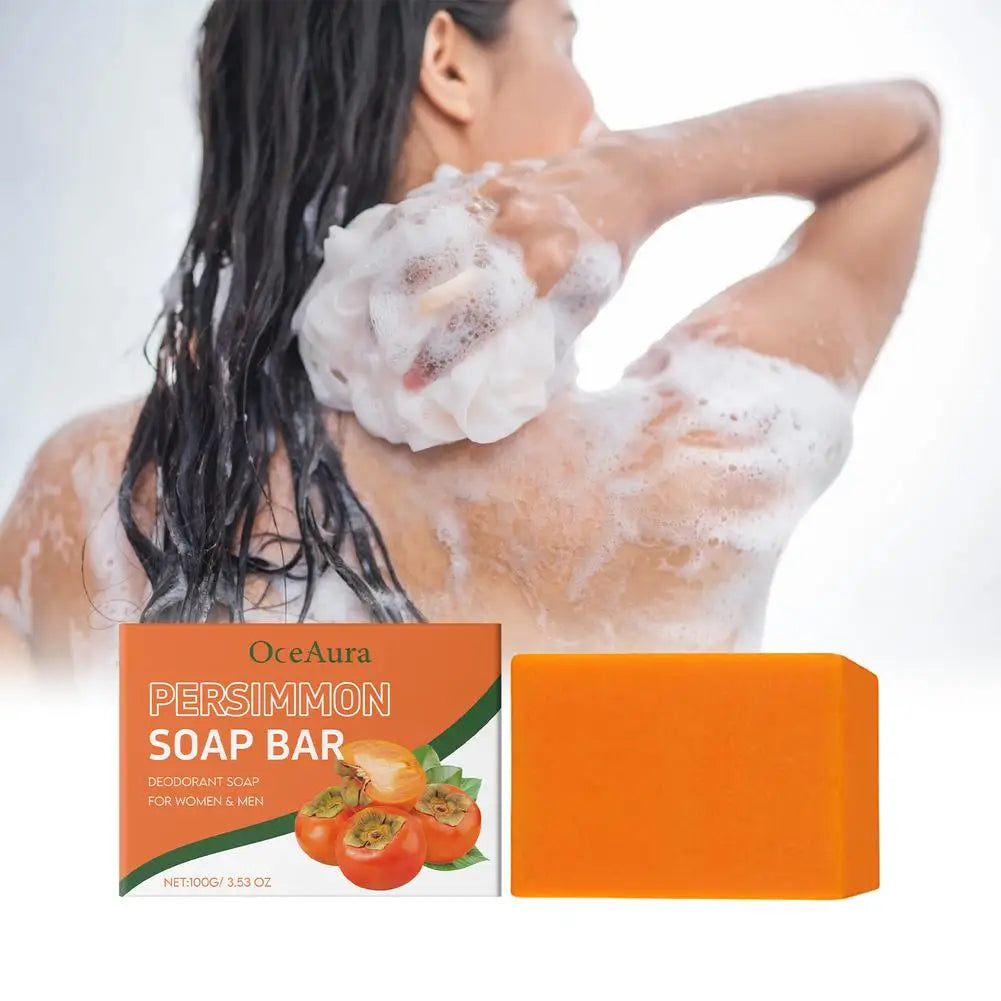 1/2/3cps Gentle Body Soap Bar for Long-Lasting Freshness Daily Cleansing Natural Persimmon Soap for Effective Odor Control Skin Zpaxo