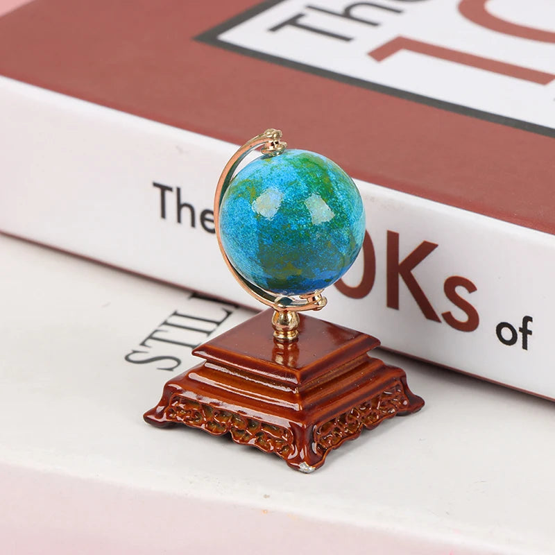 ▶1PCS Mini Metal 1:12 Vintage Blue World Globe Miniature Dollhouse Furniture Zpaxo