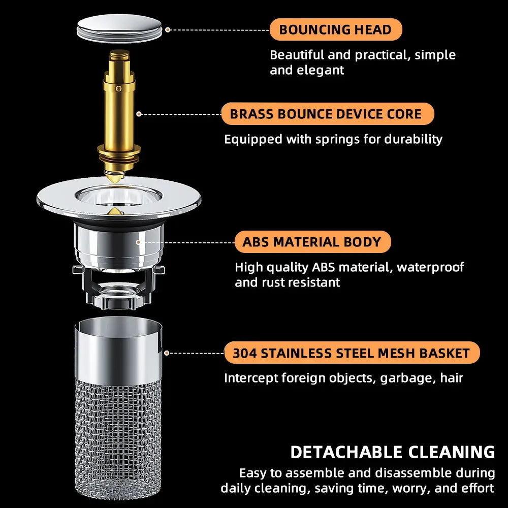 Sink Drains Filter Bathroom Pop-up Plug Stopper Wash Basin Hair Zpaxo