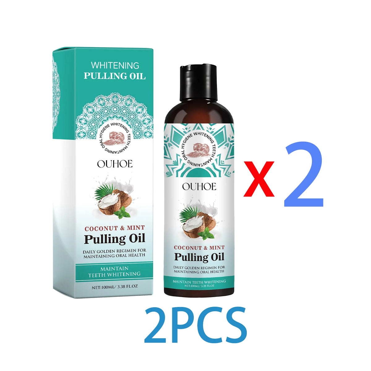 Coconut Mouthwash for Fresh Breath and Teeth Whitening Remove Bad Odor Plaque Tartar Alcohol Free Gentle Oral Care Rinse 100ml Zpaxo 2PCS One Unit adults