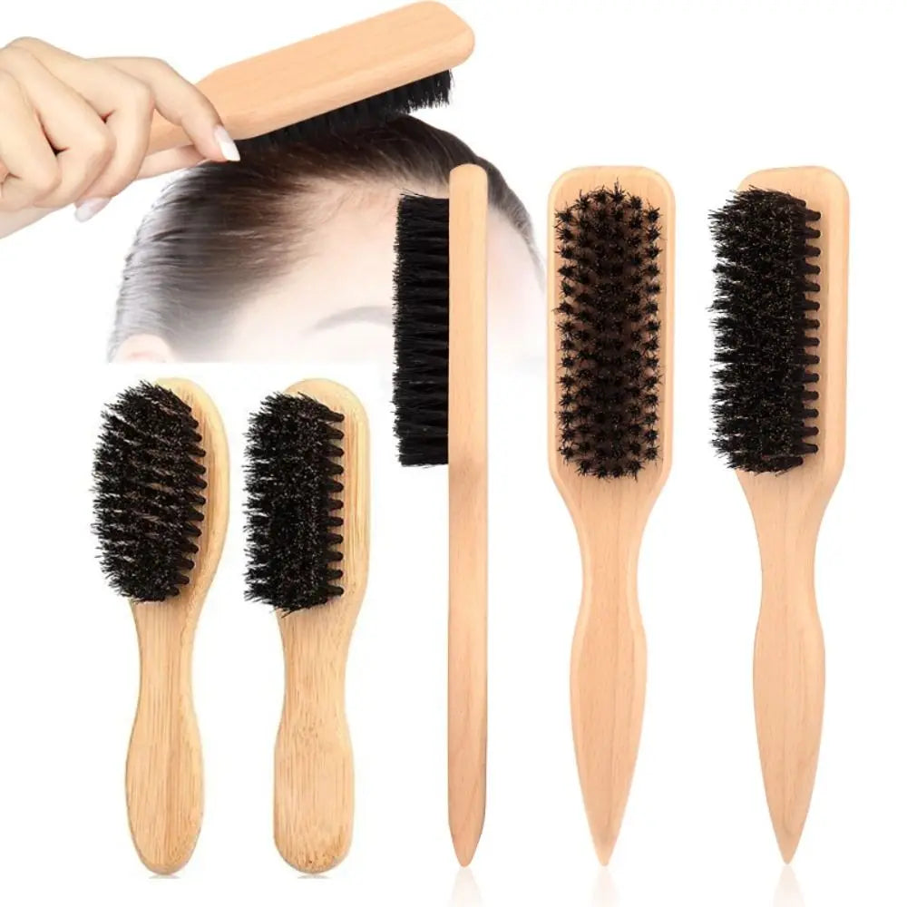 Wood Boar Bristle Hair Brush Backcombing Design Smooth Finish Slick Back Hair Brush Teasing Function Flyaways Control Zpaxo