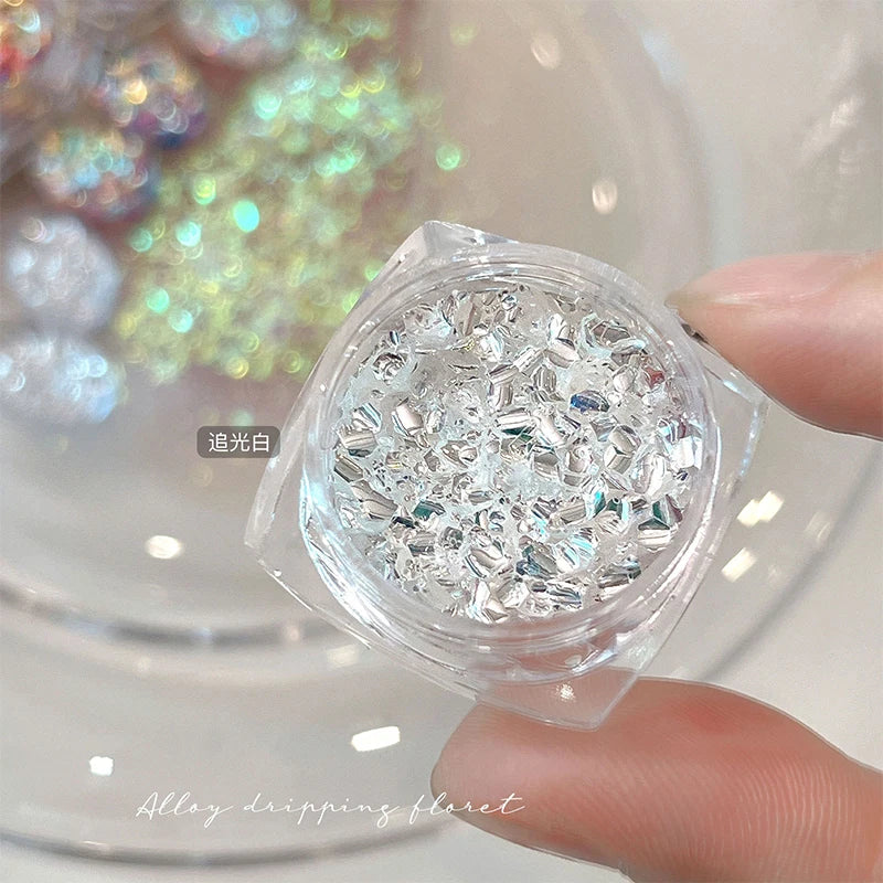 1/3Jar Super Sparkle Colorful Nail Glitter Flakes 3D Chasing Light Irregular Sequins Powder Decor Shiny Manicure DIY Materials Zpaxo