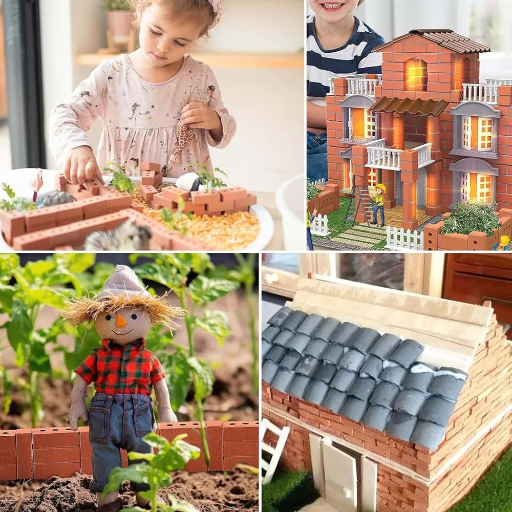 Mini Three-Hole Brick 200/50pcs -DIY Miniature Brick Building Realistic Fake Bricks for Fairy Garden Construction, Decorations Zpaxo