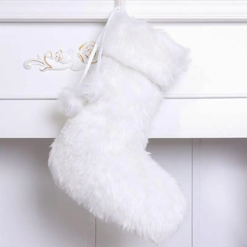 Faux Furs Holiday Hanging Sock Elegant Designs Fireplaces Mantels