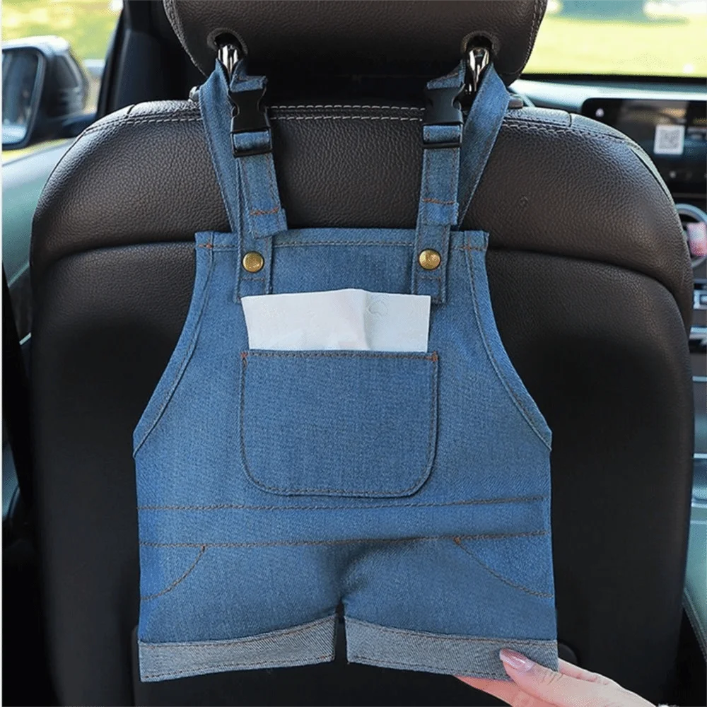 1 Design Jeans Shape Car Tissue Box Creative Denim Overalls Storage Zpaxo