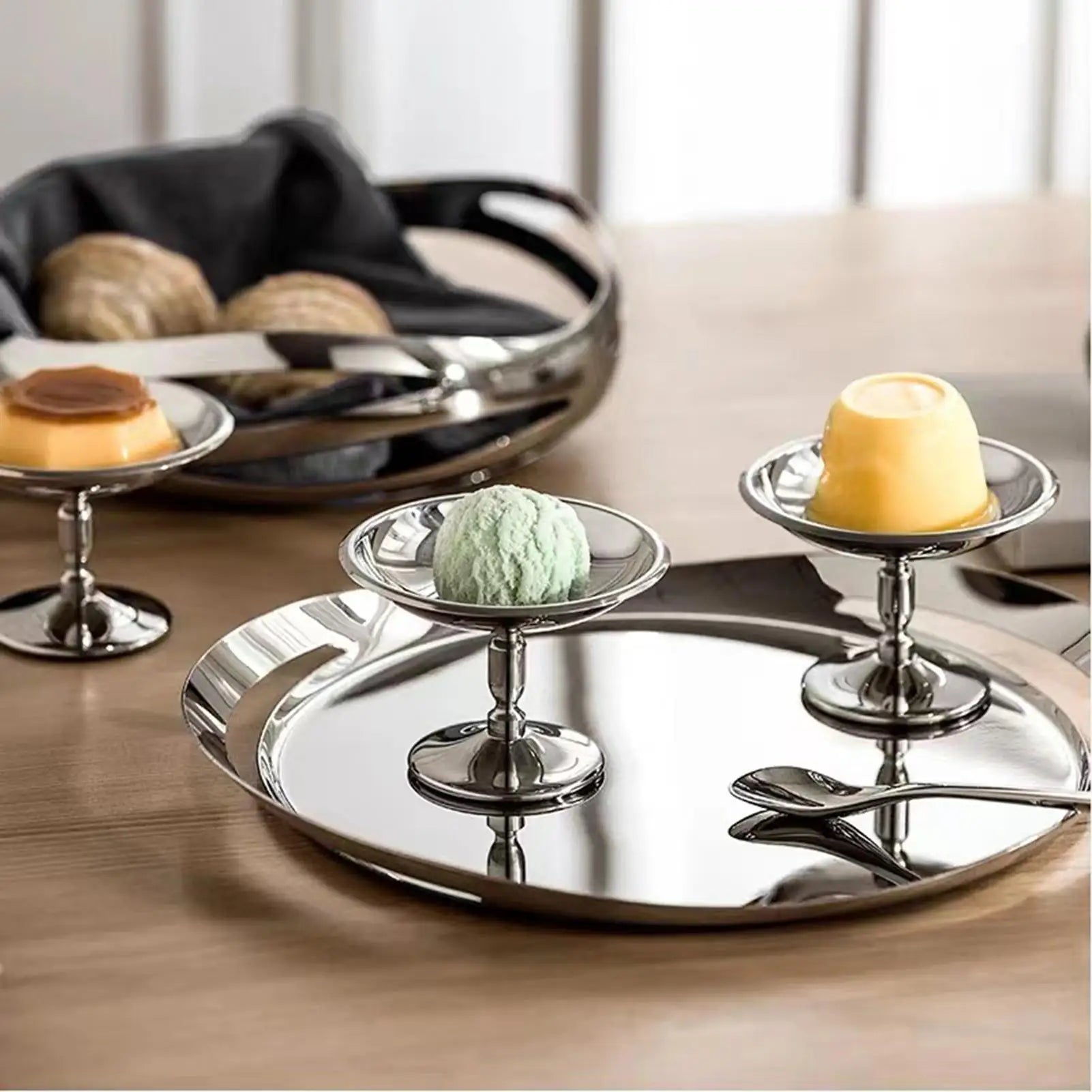 Ice Cream Bowl Stainless Steel Goblet Cup Fruit Plate Snack Dish