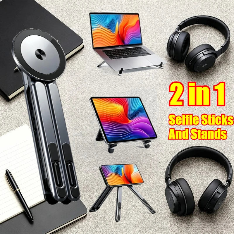 Magnetic Phone Laptop Table Stand Foldable Portable Computer Support Holder for Phone Pad Tablet Laptop Desktop Stand for Travel Zpaxo