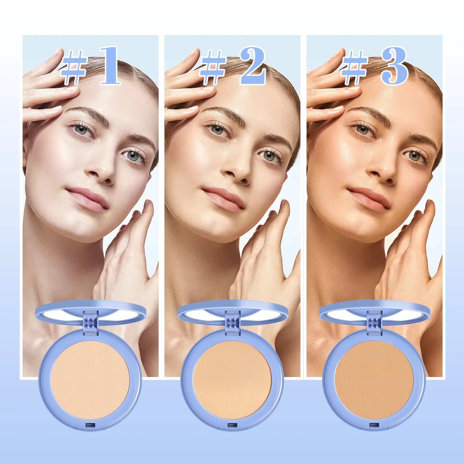 OUHOE Sunscreen Powder Cosmetic Face Powder Oil-Control Waterproof Lasting Matte Concealer Makeup Pressed Powder Zpaxo