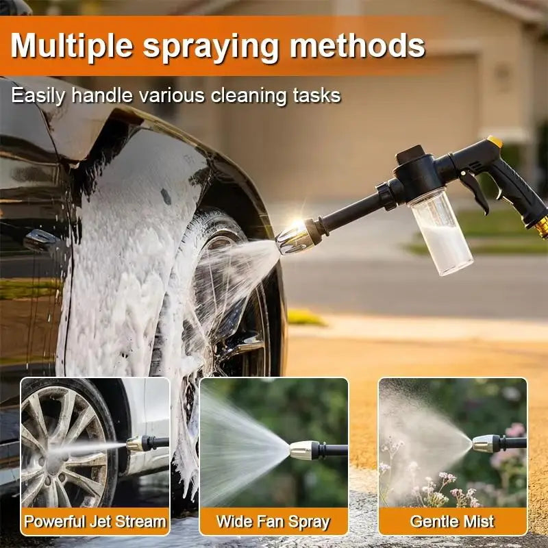 High-Pressure Car Wash Gun with Foam Cannon & Garden Spray