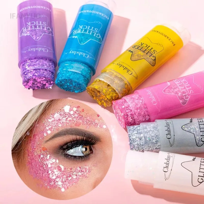 Sparkling Sequins Glitter Gel Stick Highgloss Shine Pearl White Pink