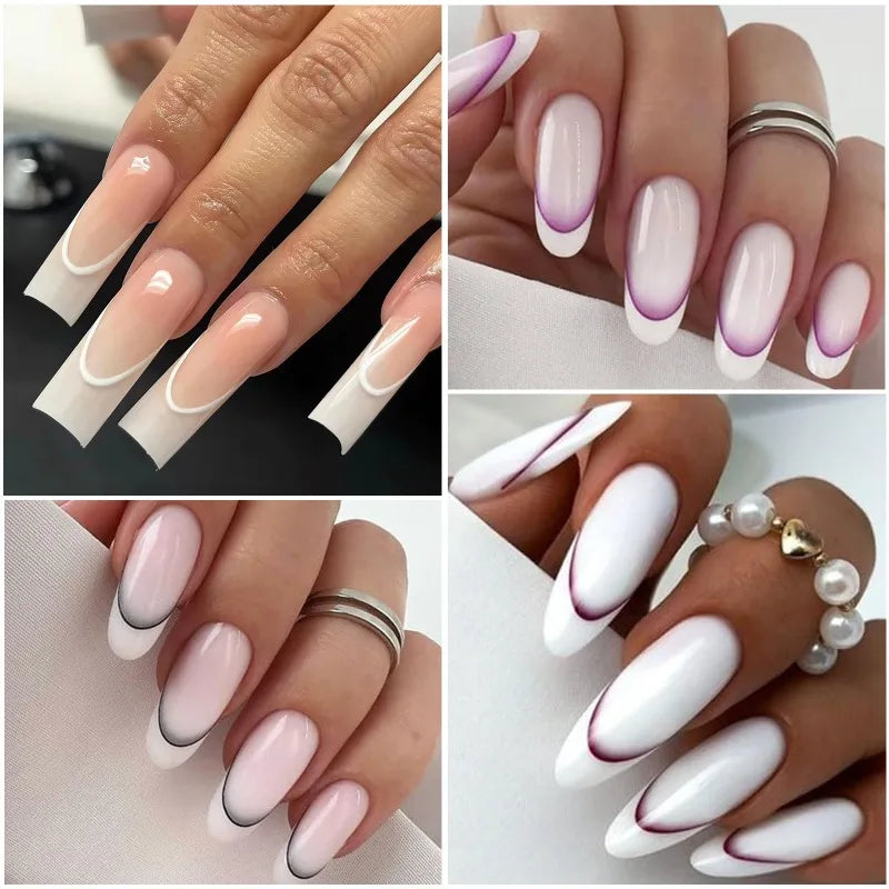 Gradient French Line Nail Art Stickers Self-adhesive Decals Design Zpaxo