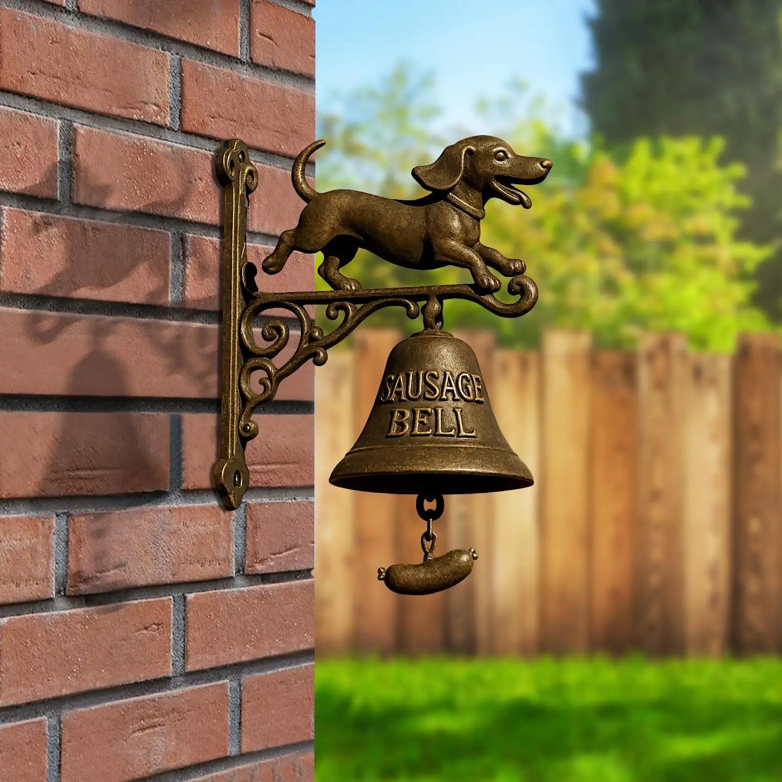 Halloween Witch Bell Metal Shopkeeper Dachshund Outdoor Doorbell