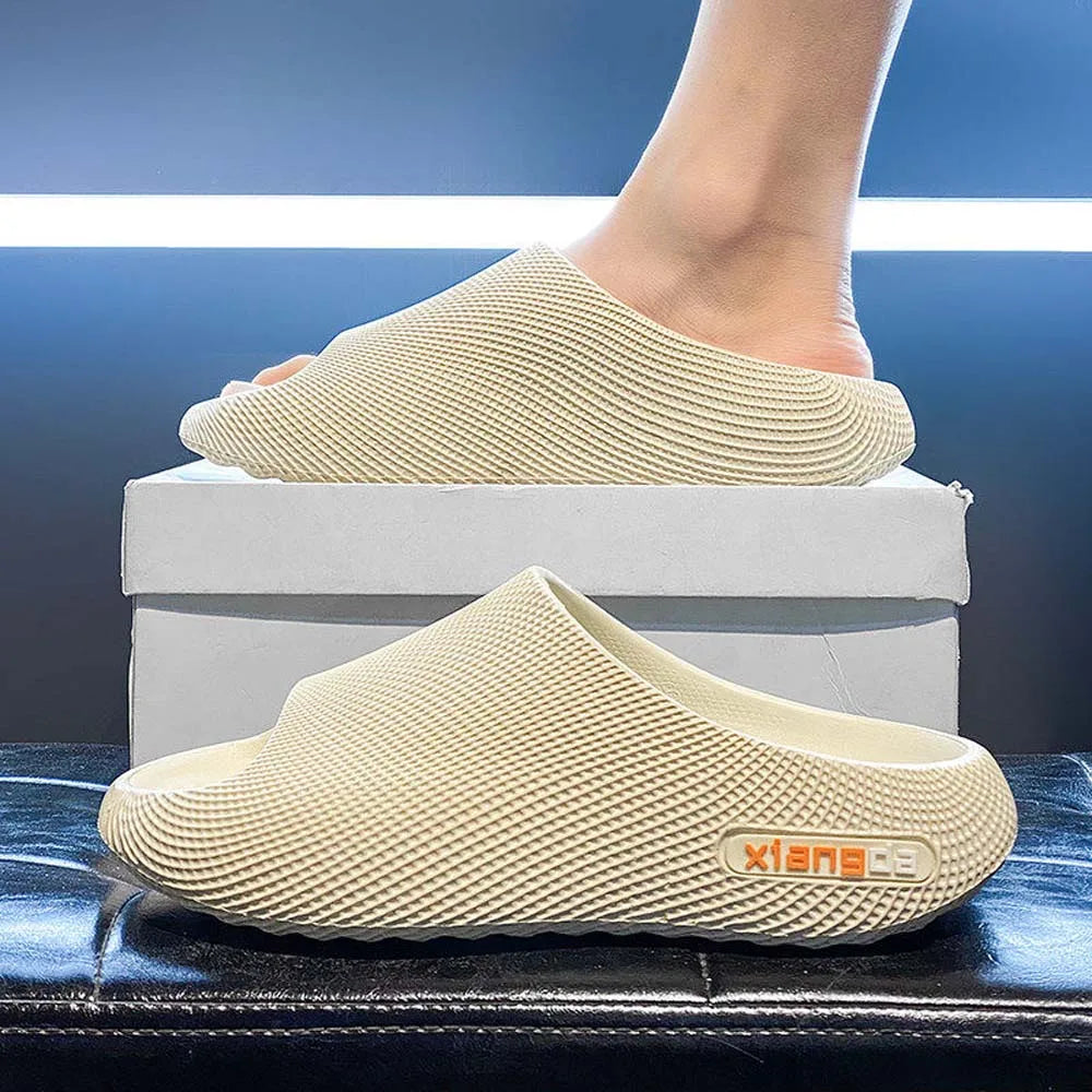 SHAJI Men Cloud Slides Summer Thick Sole Non Slip Flip Flops Fashion
