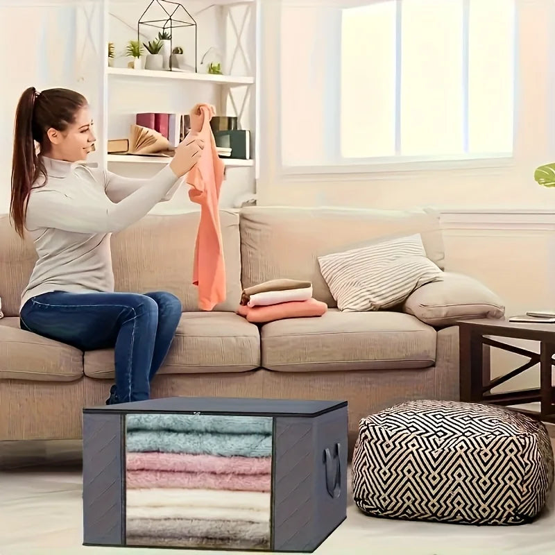 1/4/6/9pcs Durable Storage Bags with Handles - Foldable Closet Organizer for Clothing, Blankets, Comforters, Bed Sheets, Pillows Zpaxo