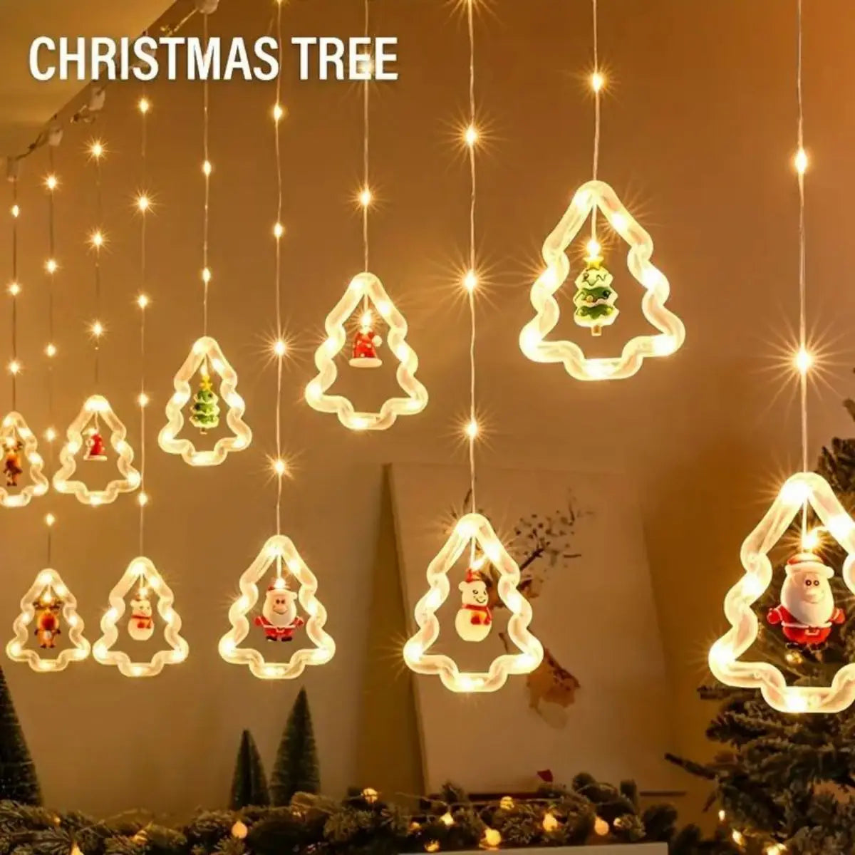 Christmas Ring Curtain Light Leather Thread Creative Pendant LED Zpaxo Christmas tree
