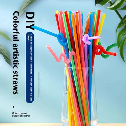 New 100Pcs Foldable Multicolor Disposable Long Straw, Single Curved Colored Food Grade Beverage, Milk Tea, Fruit Juice Straw Zpaxo
