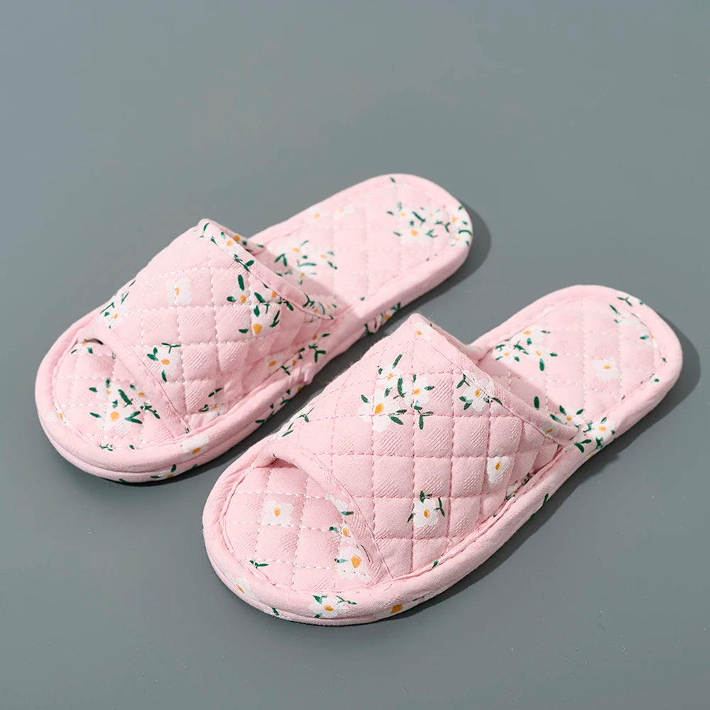 Indoor Home Shoes Soft Cotton Floral Floor Fashion Flower Summer Zpaxo Pink ONE SIZE