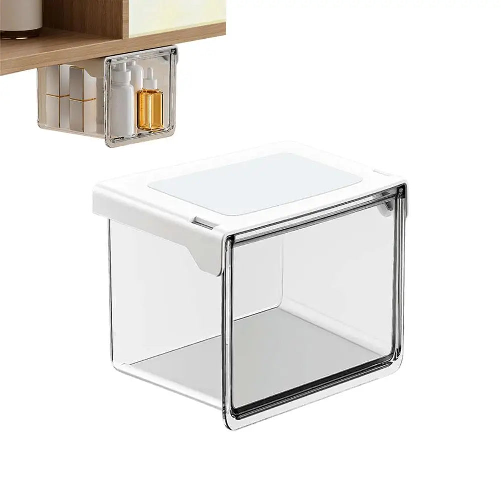 Self-Adhesive Under-Desk Drawer Storage Box | S/M/L Transparent Desk Drawer Organizer Zpaxo S