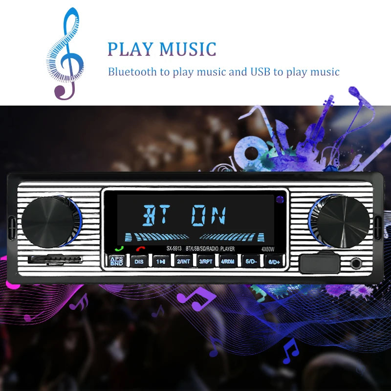 Hippcron Car Radio 1 DIN Stereo FM Bluetooth MP3 60Wx4 Audio Player