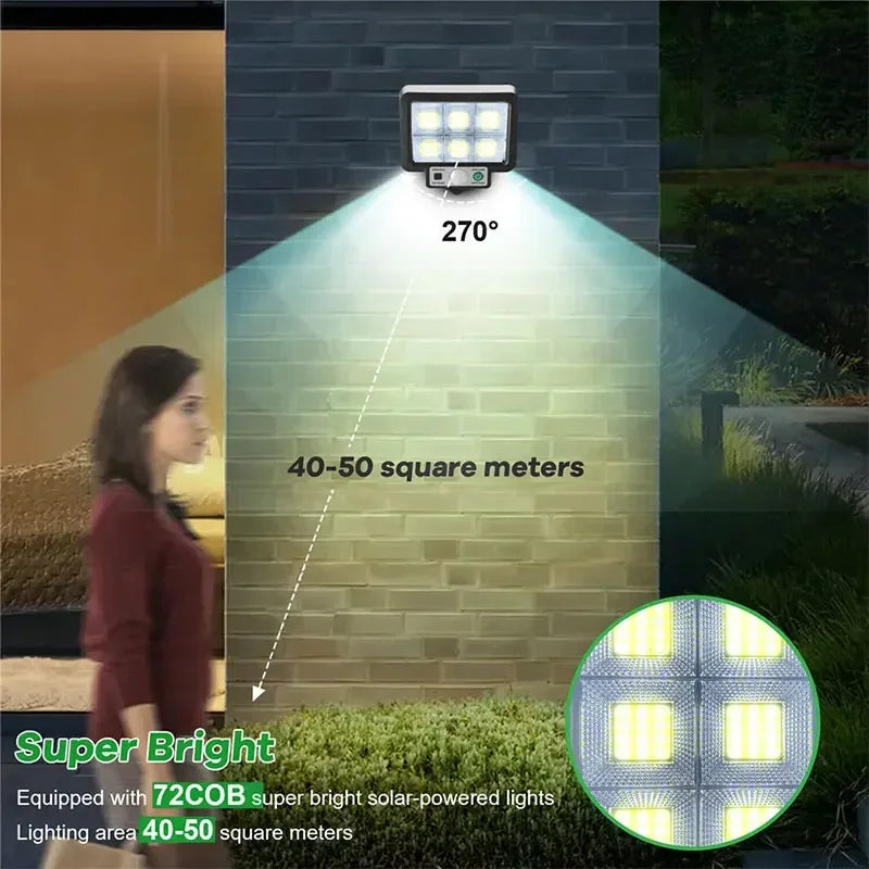 LED Solar Motion Sensor Wall Light – 3-Mode IP65 1000LM