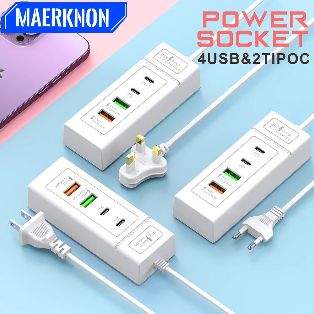 Maerknon 4-Port USB PD Wall Charger 3.1A – Fast Charging EU/US USB Wall Charger Zpaxo