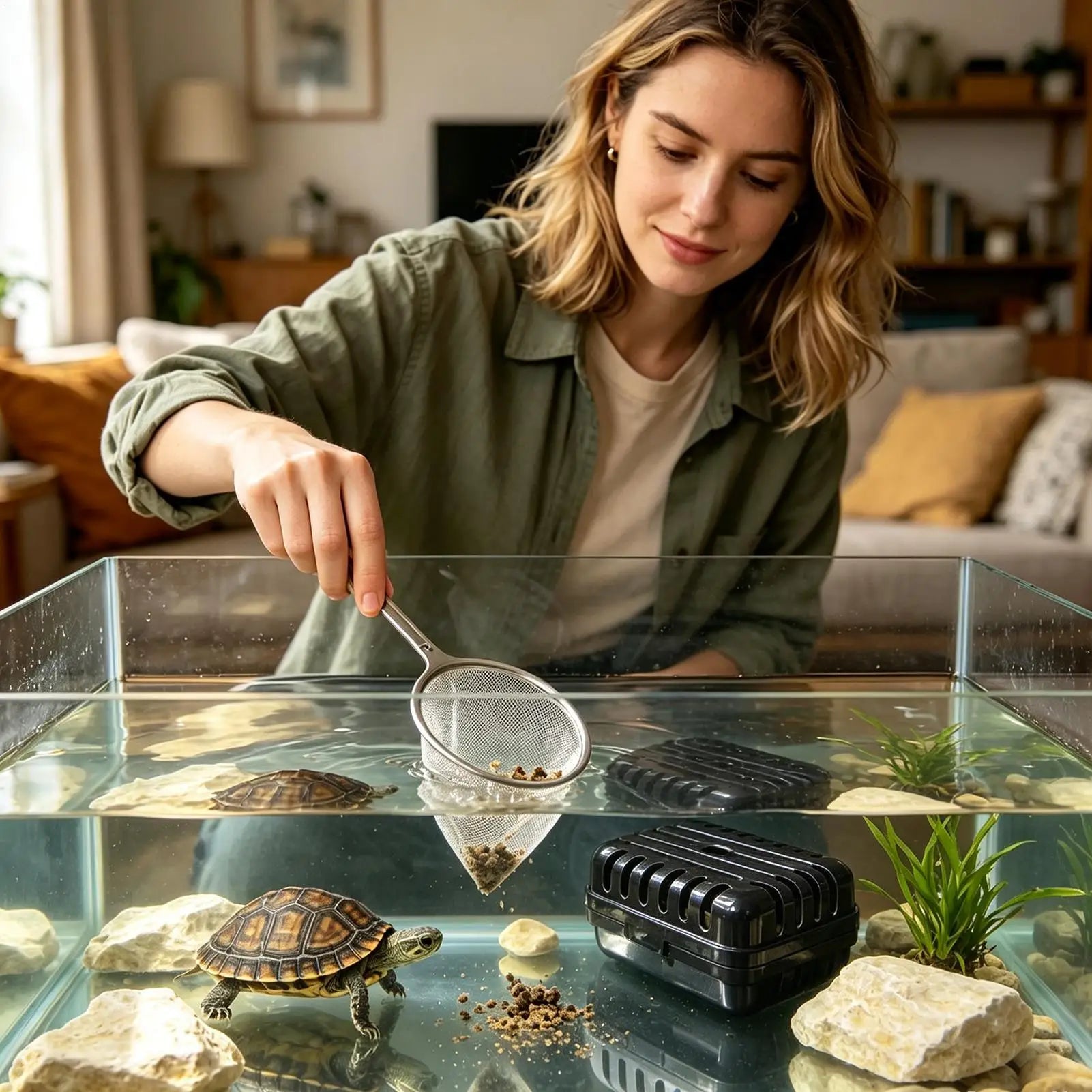 Turtle Accessories Terrarium Waste Collection Gear Aquarium Poop Zpaxo