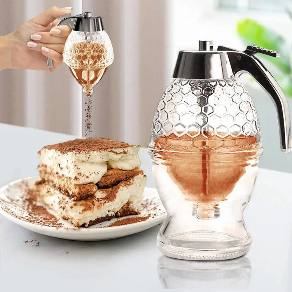 Syrup Dispenser No Drip Container Honey Comb Shaped Jar Sugar Juice