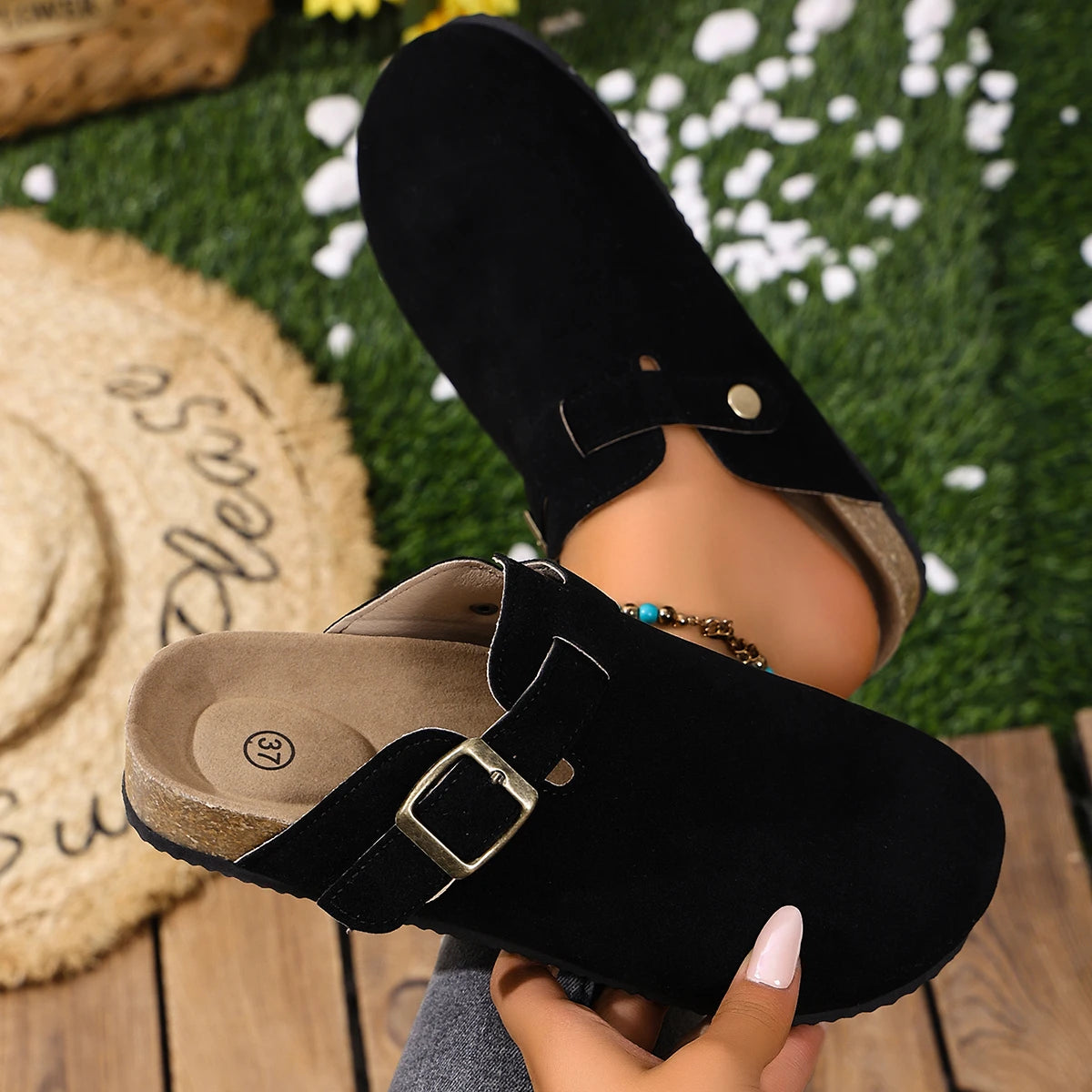 Women Slippers Rubber Outdoor Spring Autumn Sandals Slides Women Soft Toe Flat Bottom Slippers Slip-On Fashionable Shoes Women Zpaxo