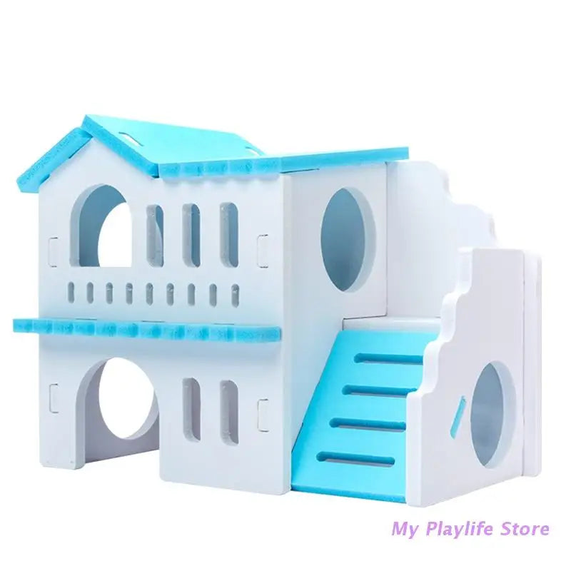 Hamster Wood House Hut Small Animal Rat Mouse Sleeping Nest Wooden